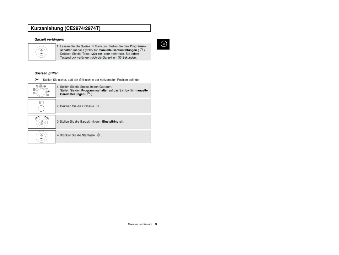 Samsung CE2974/XEG, CE2974-1S/XEG, CE2974-1/XEG, CE2974-S/XEG, CE2974-C/XEG manual Garzeit verlängern 