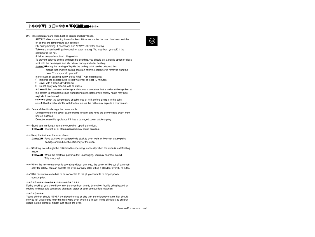 Samsung CE2974-C/XEG, CE2974-1S/XEG, CE2974-1/XEG, CE2974-S/XEG, CE2974/XEG manual Important Safety Instructions 