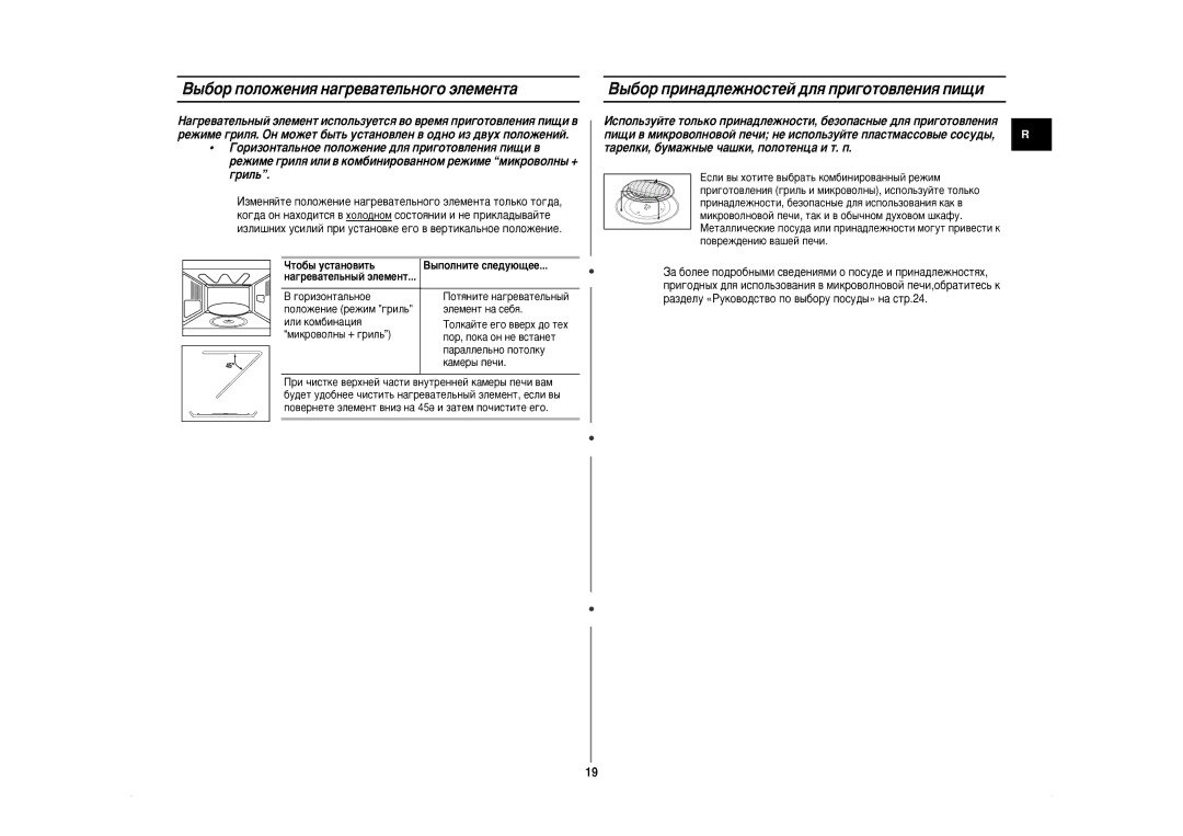 Samsung CE2974NR/BWT, CE2974NR-5/BWT ˚·Ó ÔÓÎÓÊÂÌËﬂ Ì‡„Â‚‡ÚÂÎ¸ÌÓ„Ó ˝ÎÂÏÂÌÚ‡, ˚·Ó ÔËÌ‡‰ÎÂÊÌÓÒÚÂÈ ‰Îﬂ ÔË„ÓÚÓ‚ÎÂÌËﬂ ÔË˘Ë 