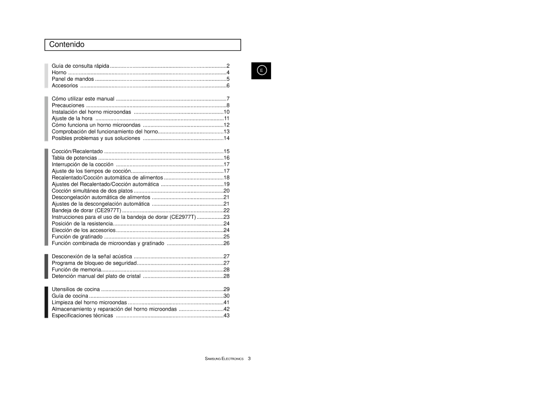 Samsung CE2977/XEC, CE2977-S/XEC manual Contenido 