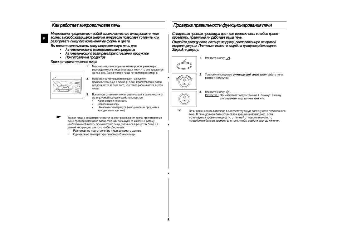 Samsung CE2977NR-G/BWT, CE2977NR-T/BWT manual ‡Í ‡·ÓÚ‡ÂÚ ÏËÍÓ‚ÓÎÌÓ‚‡ﬂ ÔÂ˜¸, Ó‚ÂÍ‡ Ô‡‚ËÎ¸ÌÓÒÚË ÙÛÌÍˆËÓÌËÓ‚‡ÌËﬂ ÔÂ˜Ë 