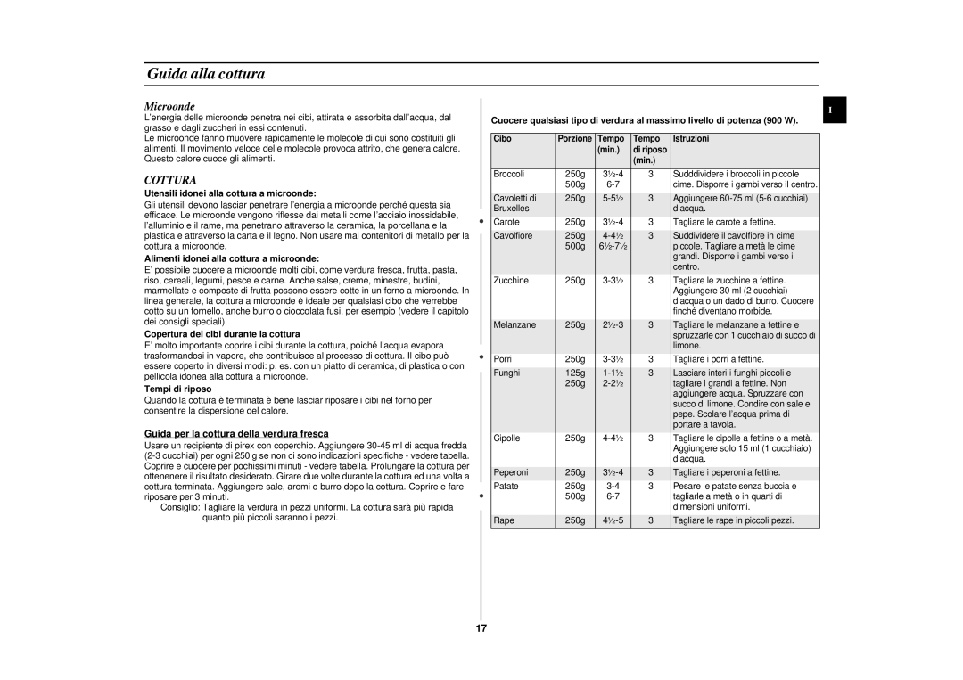 Samsung CE2977NT-S/XET manual Guida alla cottura, Cottura 