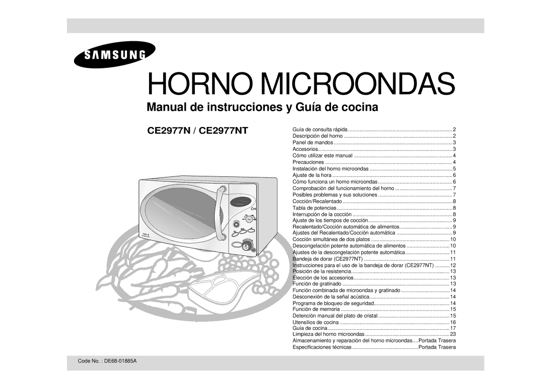 Samsung CE2977N-S/XEC, CE2977N/XEC manual Horno Microondas 