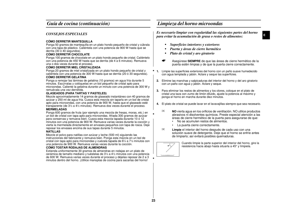 Samsung CE2977N-S/XEC, CE2977N/XEC manual Limpieza del horno microondas, Consejos Especiales 