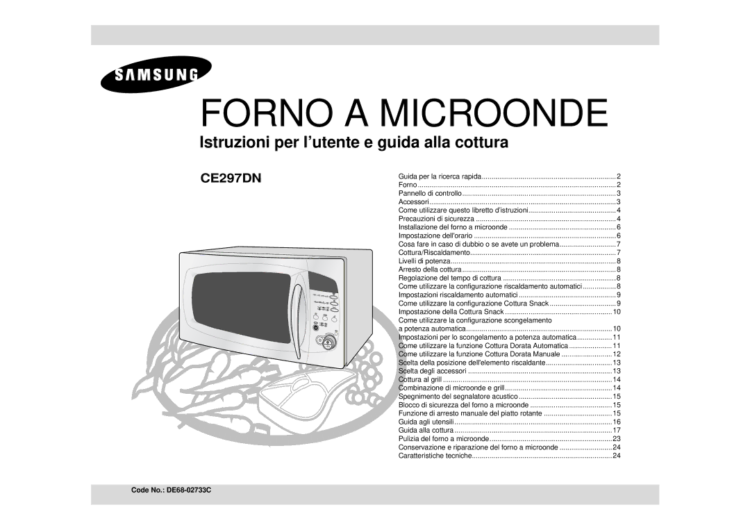 Samsung CE297DN/XET, CE297DN-S/XET manual Come utilizzare la configurazione scongelamento, Code No. DE68-02733C 