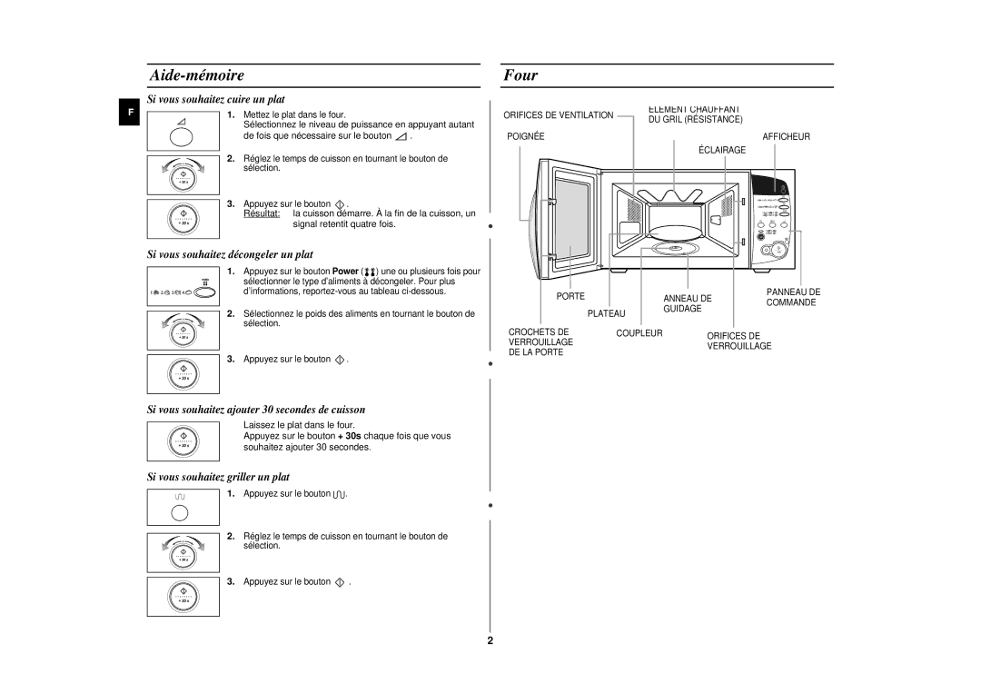 Samsung CE297DN/XEF, CE297DN-5/XEF manual Aide-mémoire, Four 