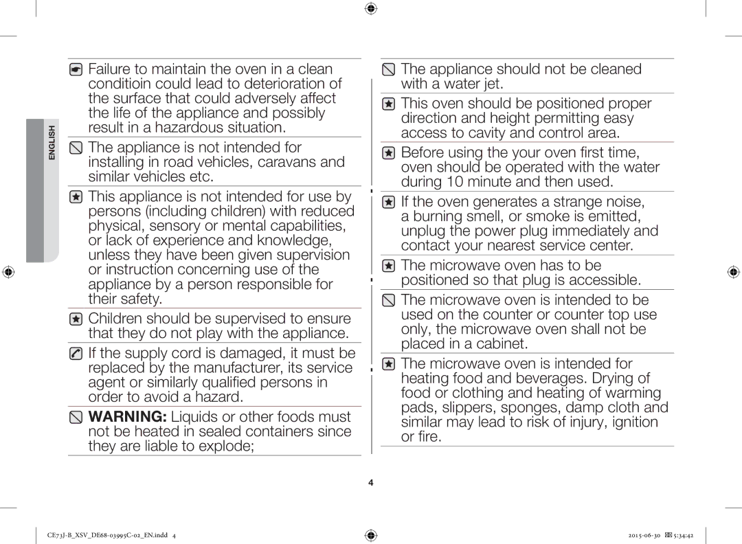 Samsung CE73J-B/XSV manual English 