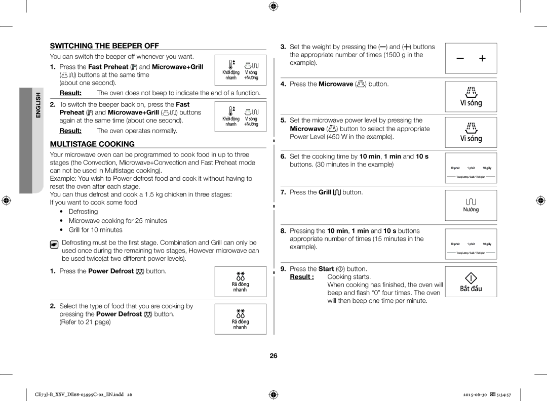 Samsung CE73J-B/XSV manual Switching the Beeper OFF, Multistage Cooking, You can switch the beeper off whenever you want 