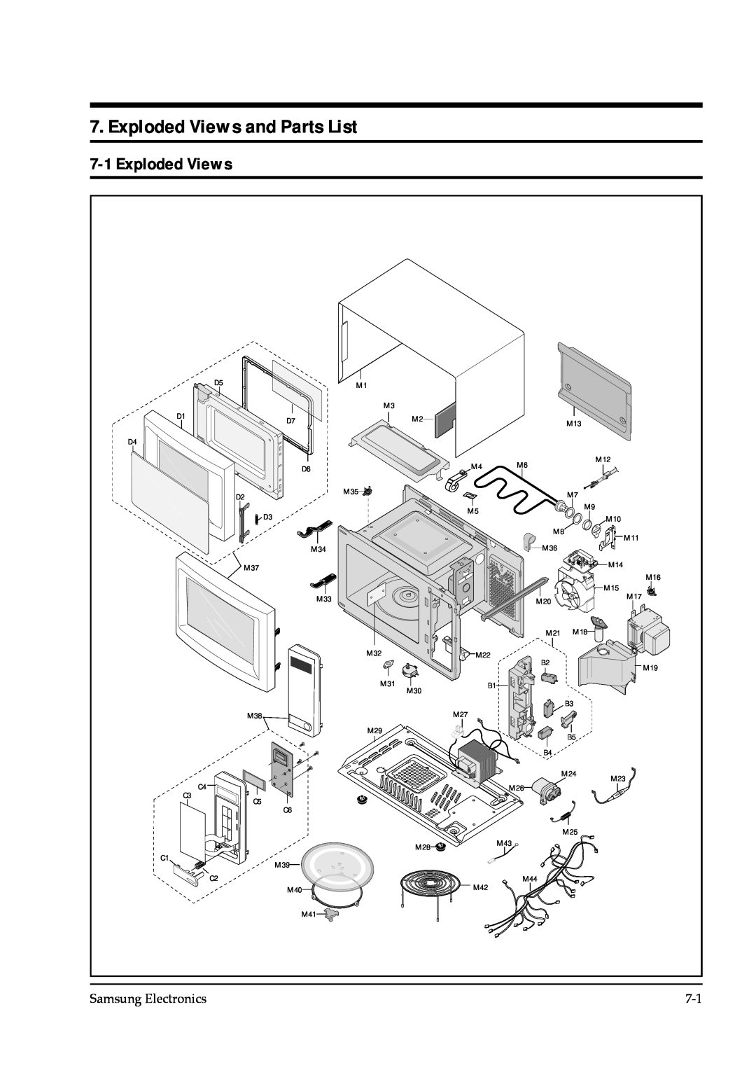 Samsung CE745GR service manual Exploded Views and Parts List, Samsung Electronics 