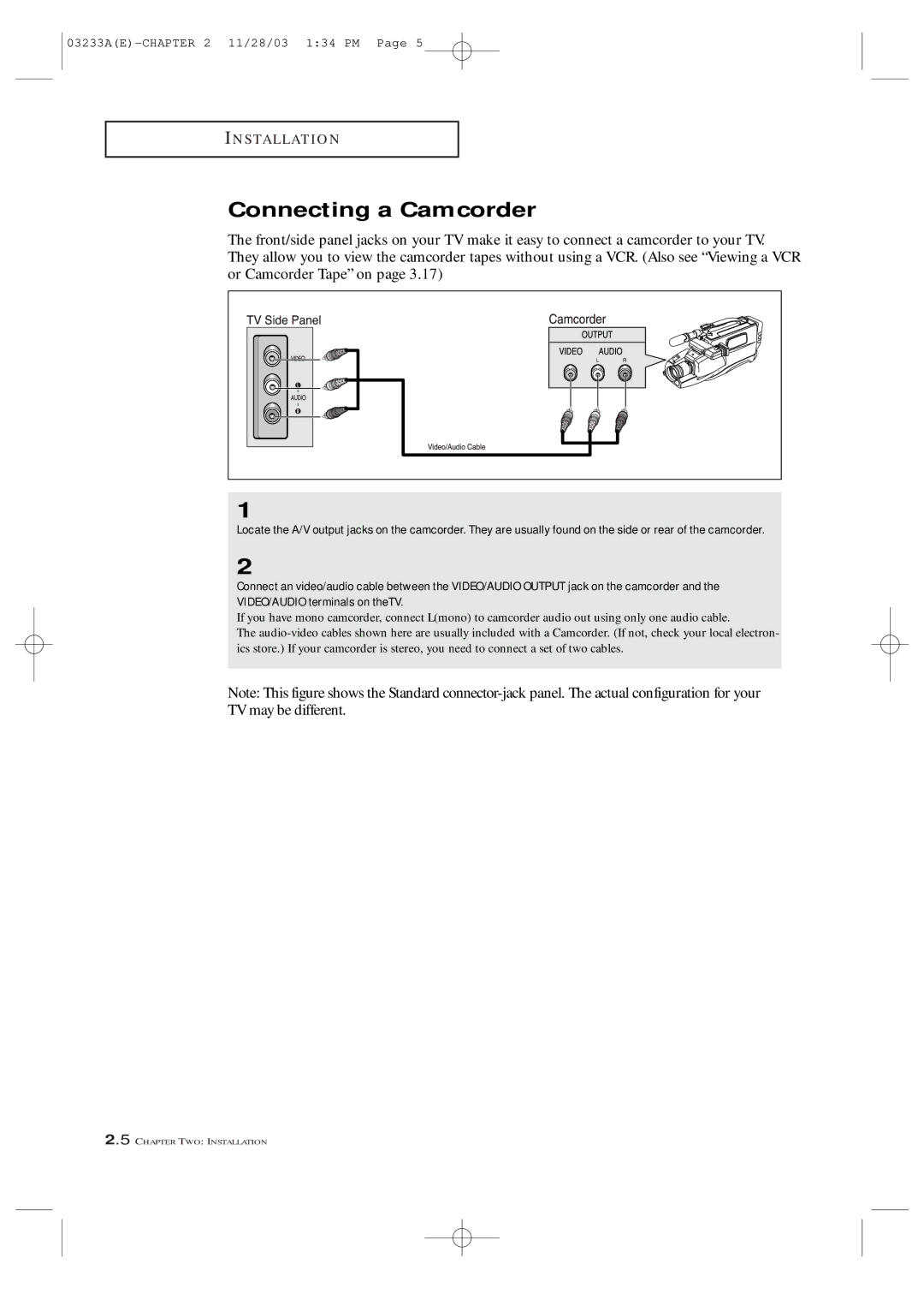 Samsung CFTD2085, CFTD2785, AA68-03265A-00 manual Connecting a Camcorder 