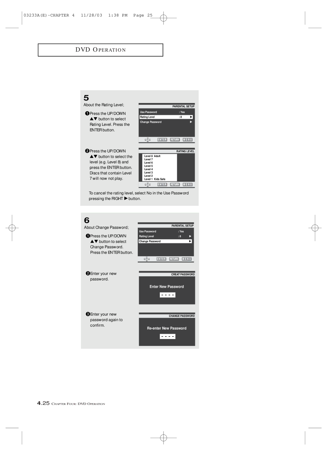 Samsung CFTD2785, CFTD2085, AA68-03265A-00 manual Enter New Password 