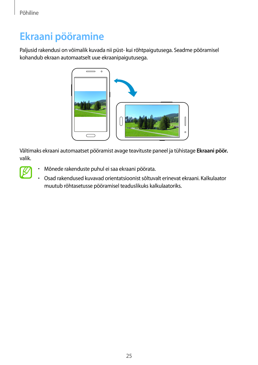 Samsung CG-G355HZKSEST, CG-G355HZWSEST manual Ekraani pööramine 