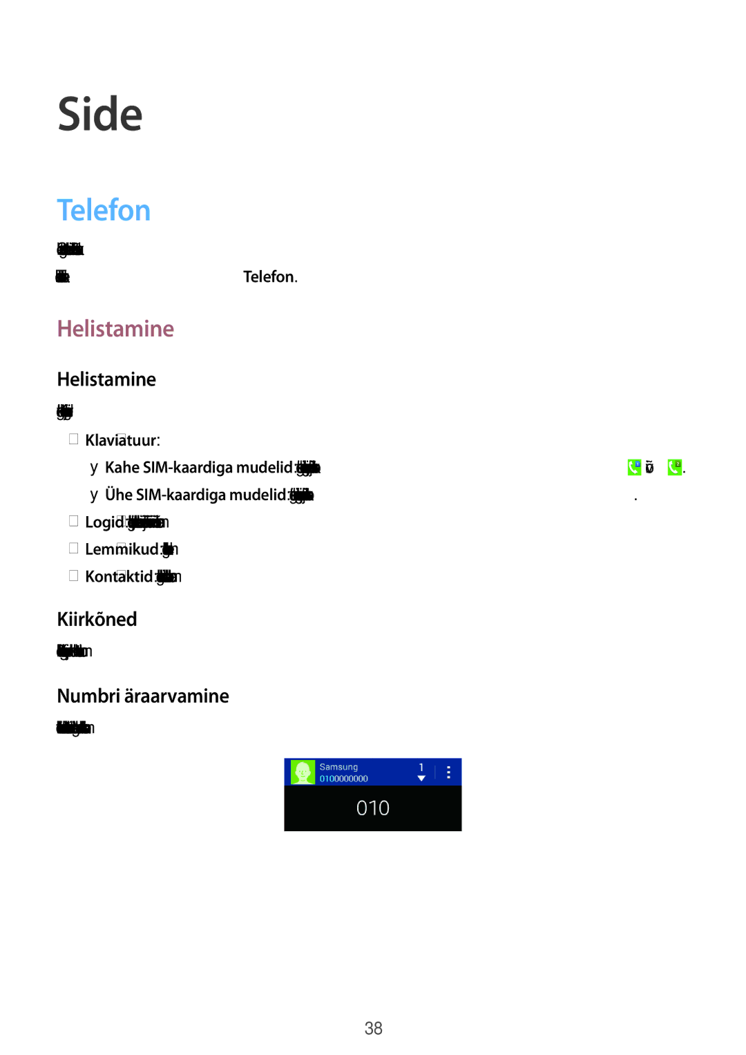 Samsung CG-G355HZWSEST, CG-G355HZKSEST manual Side, Telefon, Helistamine 