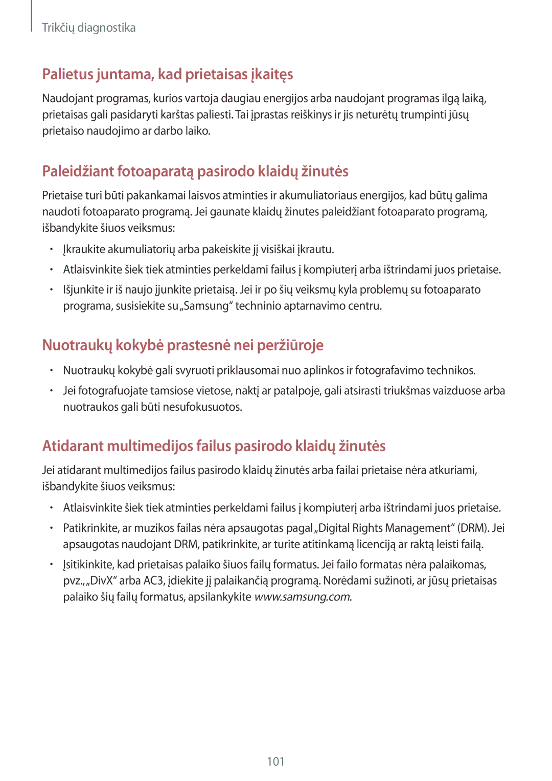 Samsung CG-G355HZKSEST, CG-G355HZWSEST manual Palietus juntama, kad prietaisas įkaitęs 