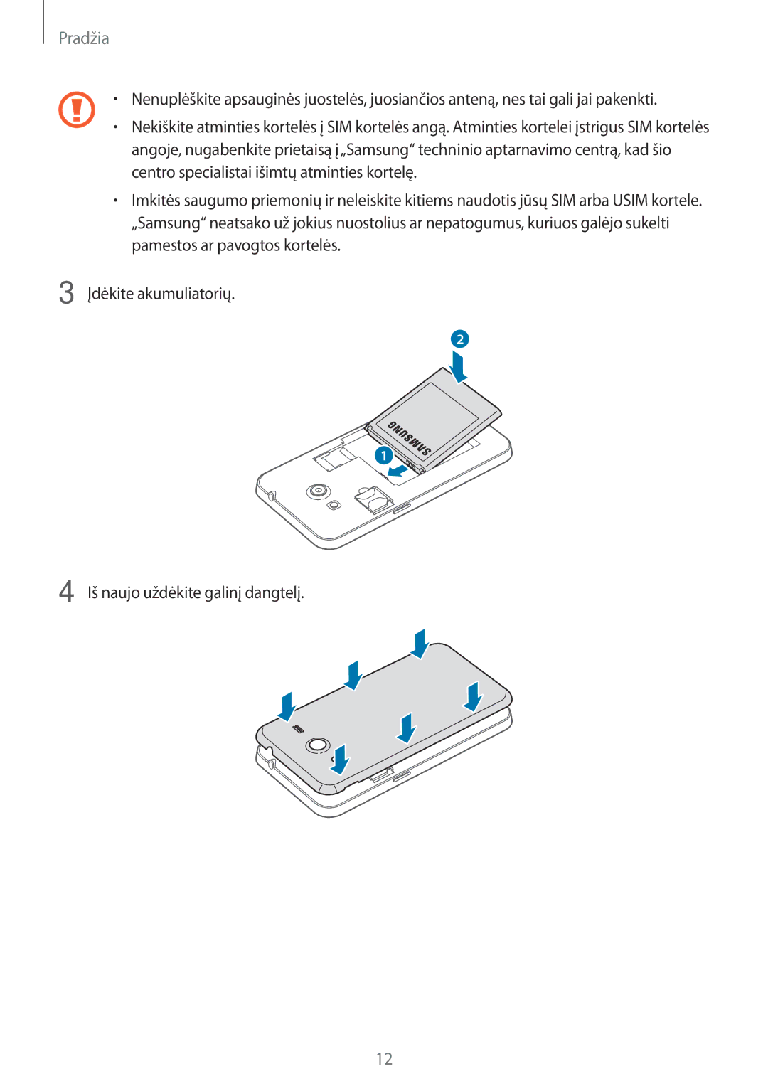 Samsung CG-G355HZWSEST, CG-G355HZKSEST manual Pradžia 