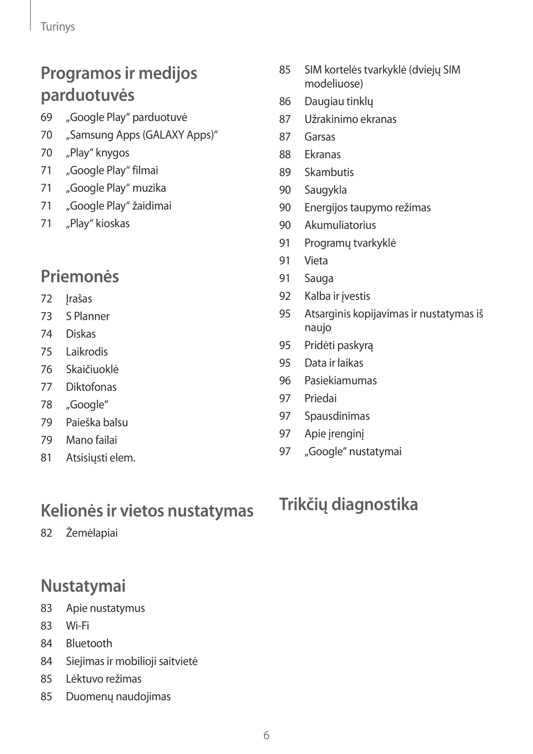 Samsung CG-G355HZWSEST, CG-G355HZKSEST manual Priemonės 