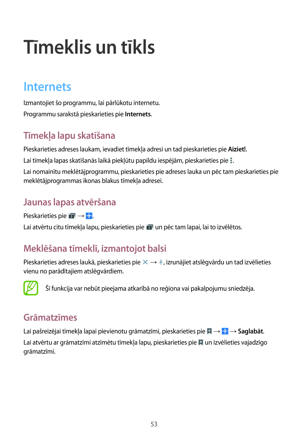 Samsung CG-G355HZKSEST, CG-G355HZWSEST manual Tīmeklis un tīkls, Internets 