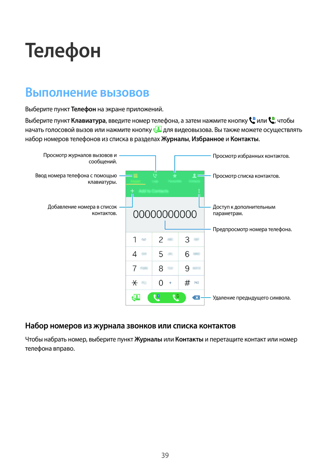 Samsung SM-G531HZADSER, CG-G531HZWBEST Телефон, Выполнение вызовов, Набор номеров из журнала звонков или списка контактов 