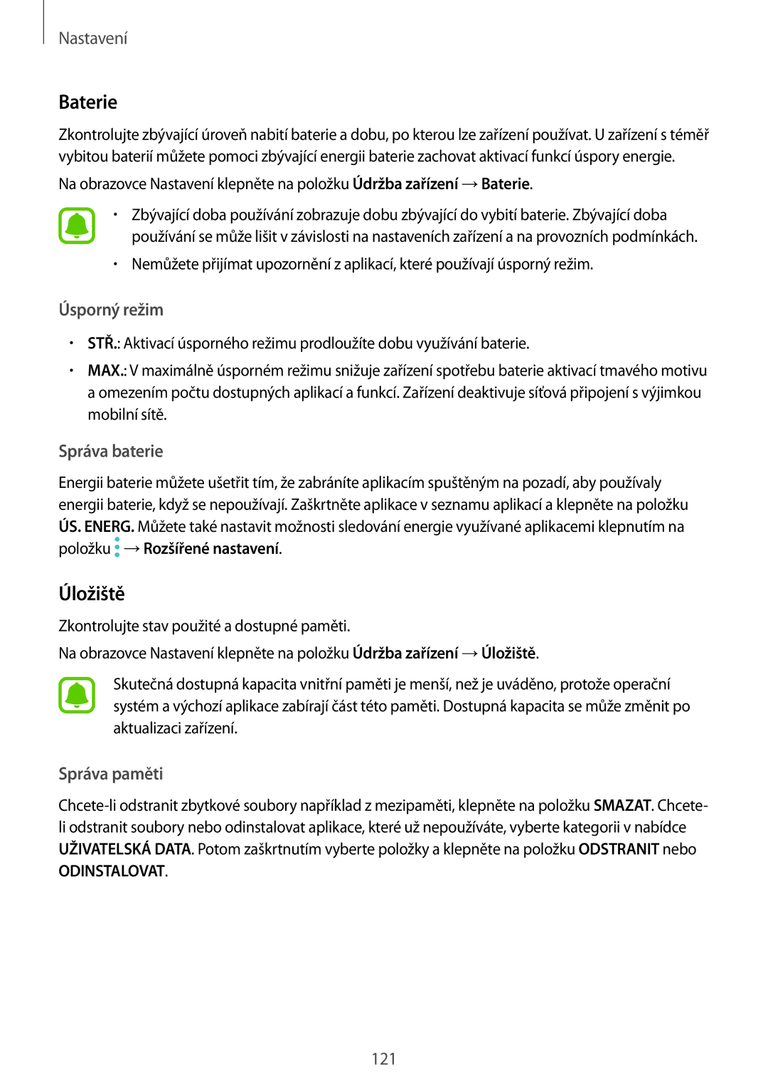 Samsung CG-J730FZKRMOL, CG-J730FZDRMOL, SM-J730FZKDETL, SM-J530FZKAO2C, SM-J530FZKDETL, SM-J730FZDDETL manual Baterie, Úložiště 