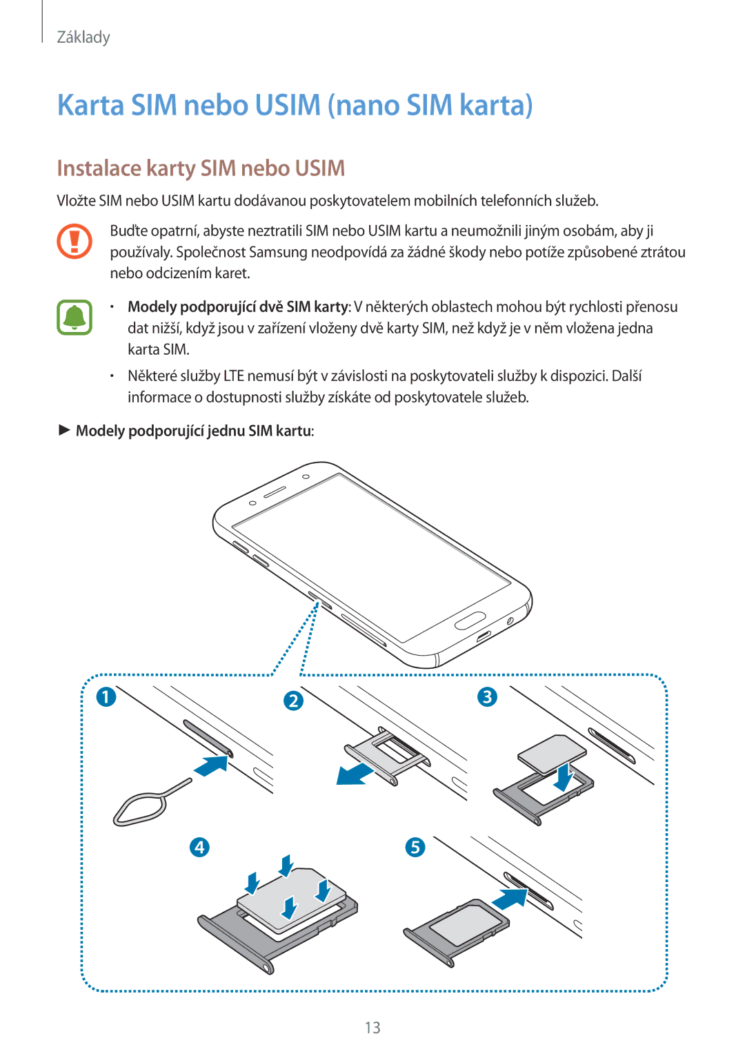 Samsung SM-J730FZKDETL, CG-J730FZKRMOL, CG-J730FZDRMOL Karta SIM nebo Usim nano SIM karta, Instalace karty SIM nebo Usim 