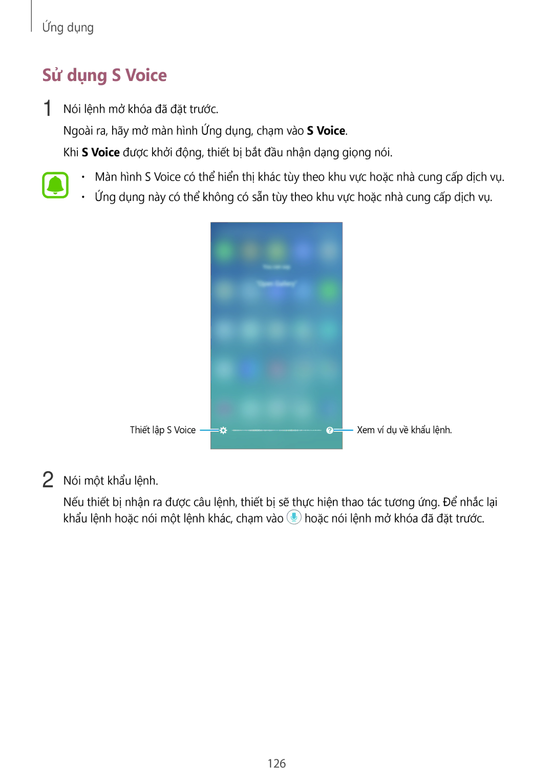 Samsung CG-N920FZWXVTC, SM-N920CZWAXXV manual Sử dụng S Voice, 126 