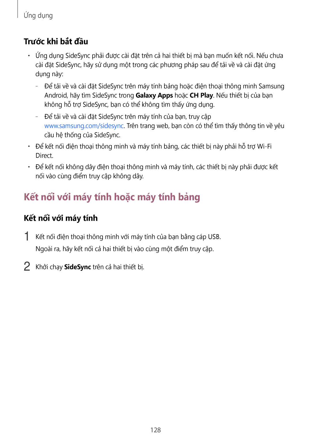 Samsung CG-N920FZWXVTC, SM-N920CZWAXXV manual Kết nối với máy tính hoặc máy tính bảng, 128 