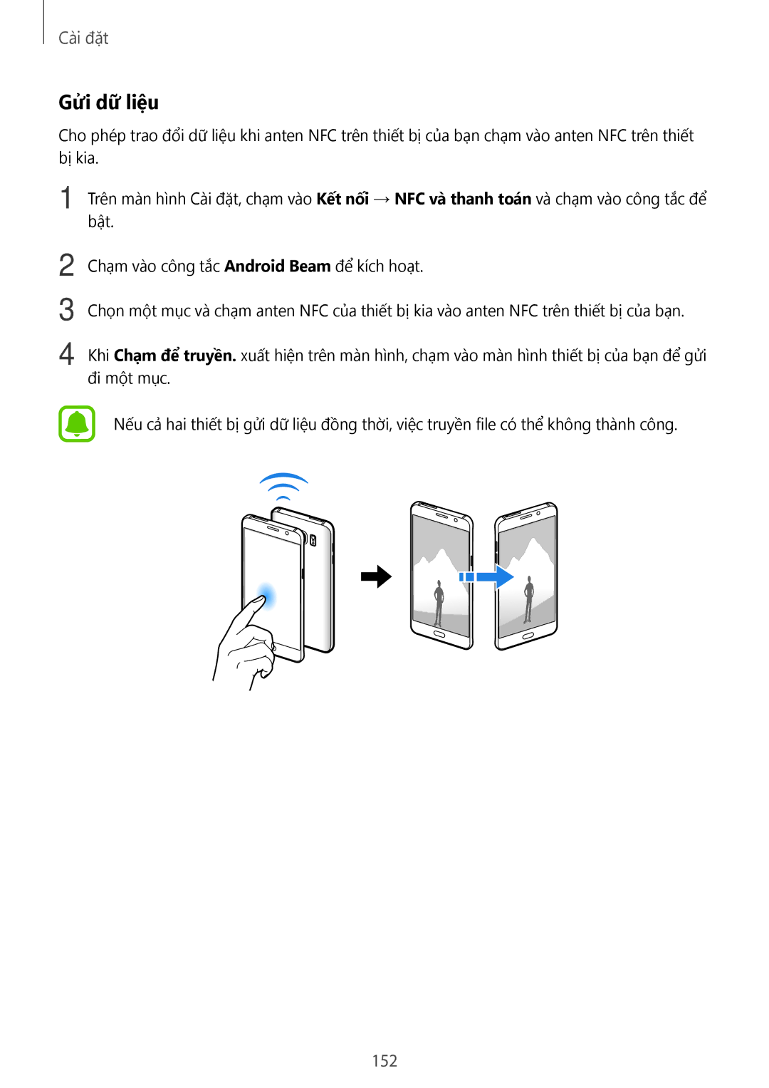 Samsung CG-N920FZWXVTC, SM-N920CZWAXXV manual Gửi dữ liệu, 152 