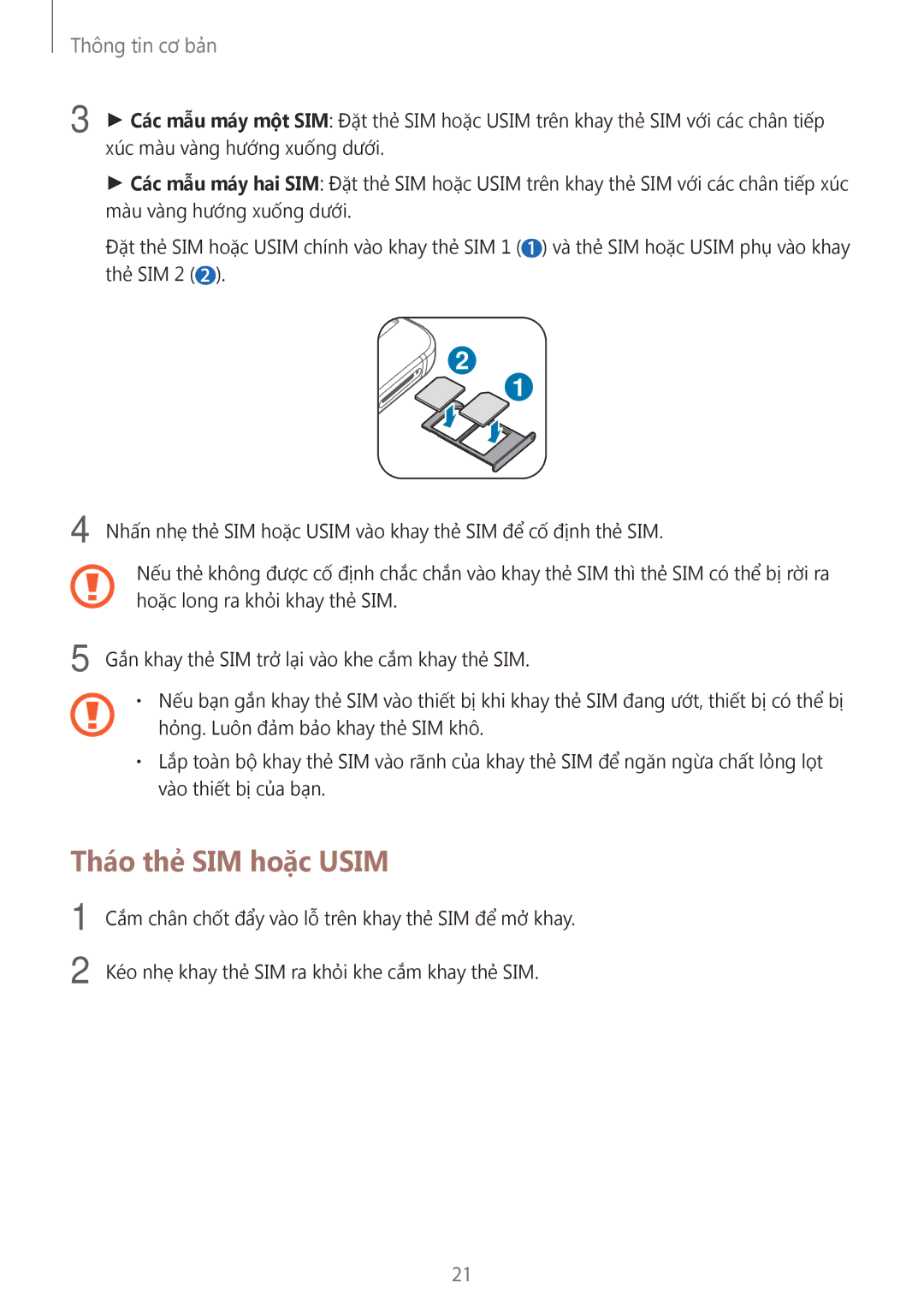 Samsung SM-N920CZWAXXV, CG-N920FZWXVTC manual Tháo thẻ SIM hoặc Usim 