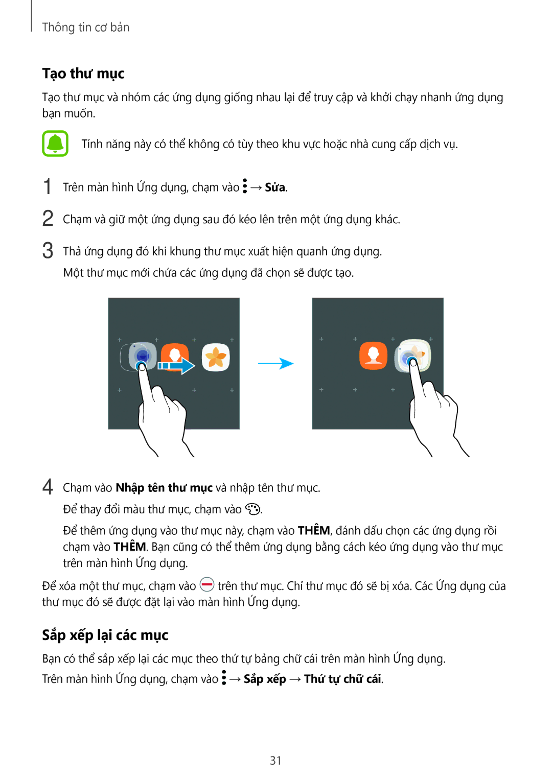 Samsung SM-N920CZWAXXV, CG-N920FZWXVTC manual Sắp xếp lại các mục 