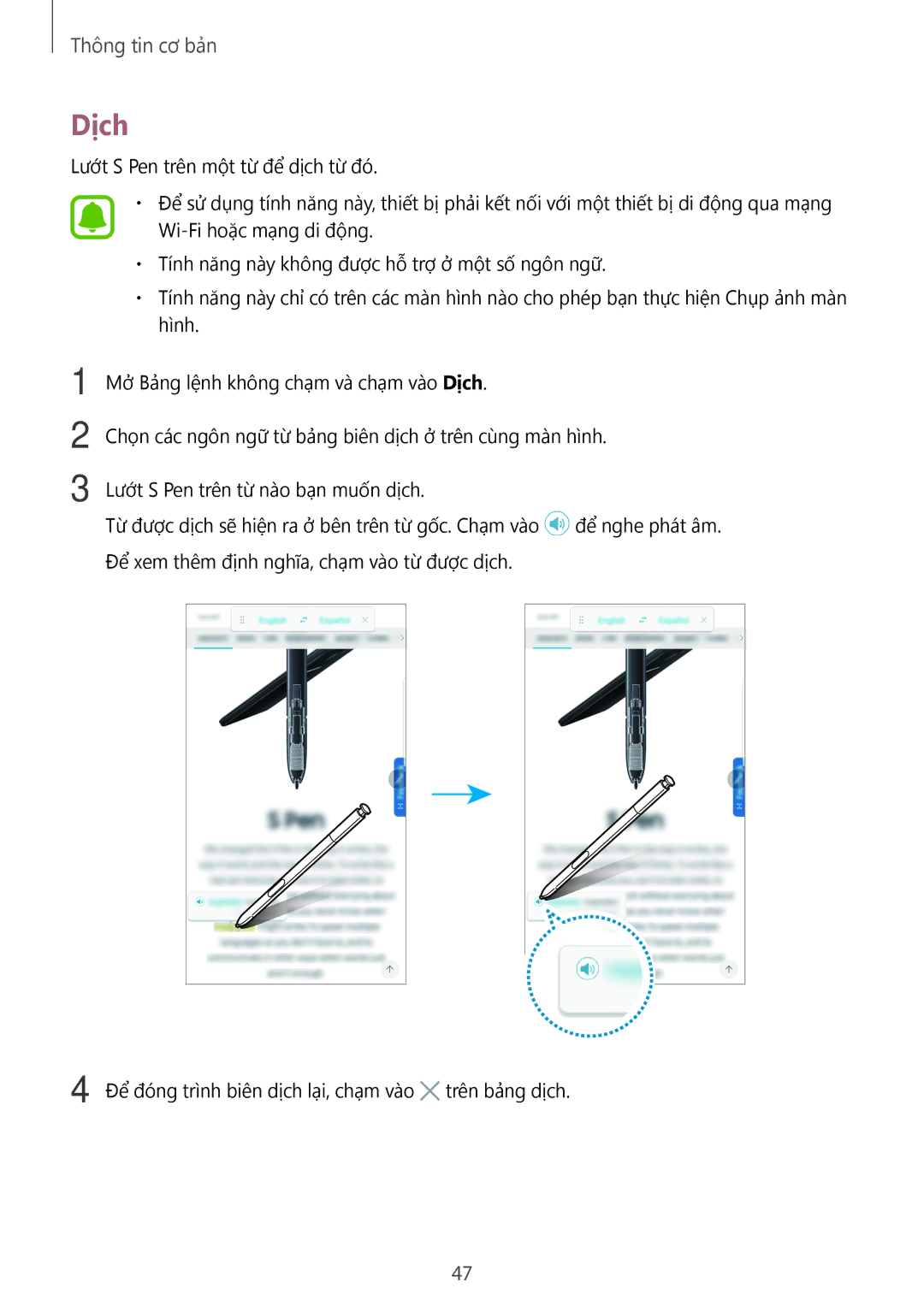 Samsung SM-N920CZWAXXV, CG-N920FZWXVTC manual Dịch 