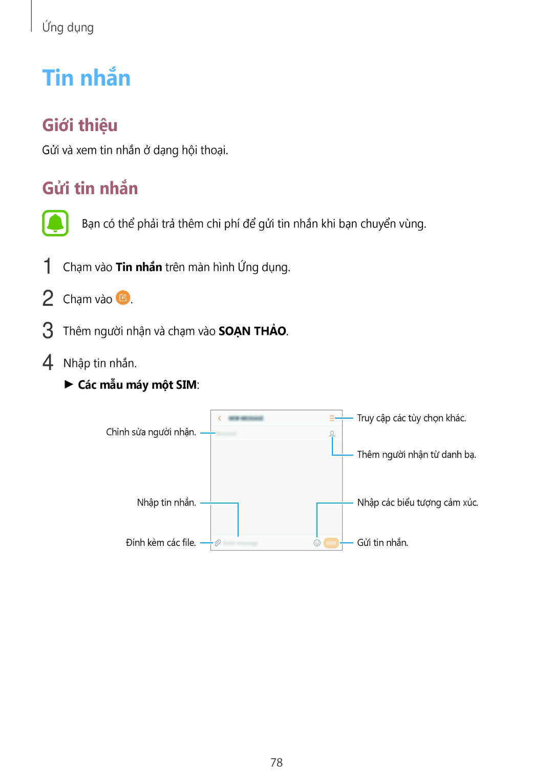 Samsung CG-N920FZWXVTC, SM-N920CZWAXXV manual Tin nhắn, Gửi tin nhắn 