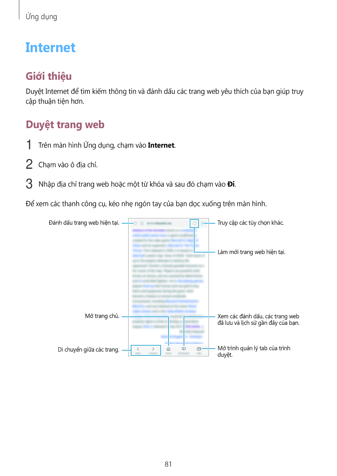 Samsung SM-N920CZWAXXV, CG-N920FZWXVTC manual Internet, Duyệt trang web 