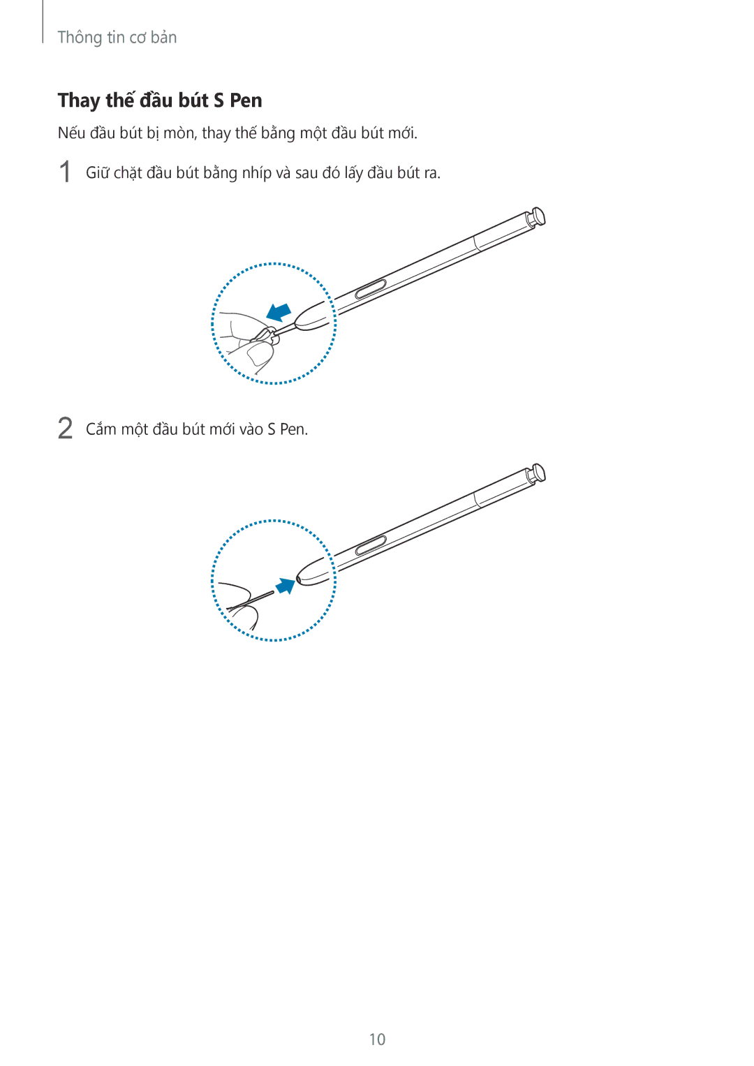 Samsung CG-N920FZWXVTC, SM-N920CZWAXXV manual Thay thế đầu bút S Pen 