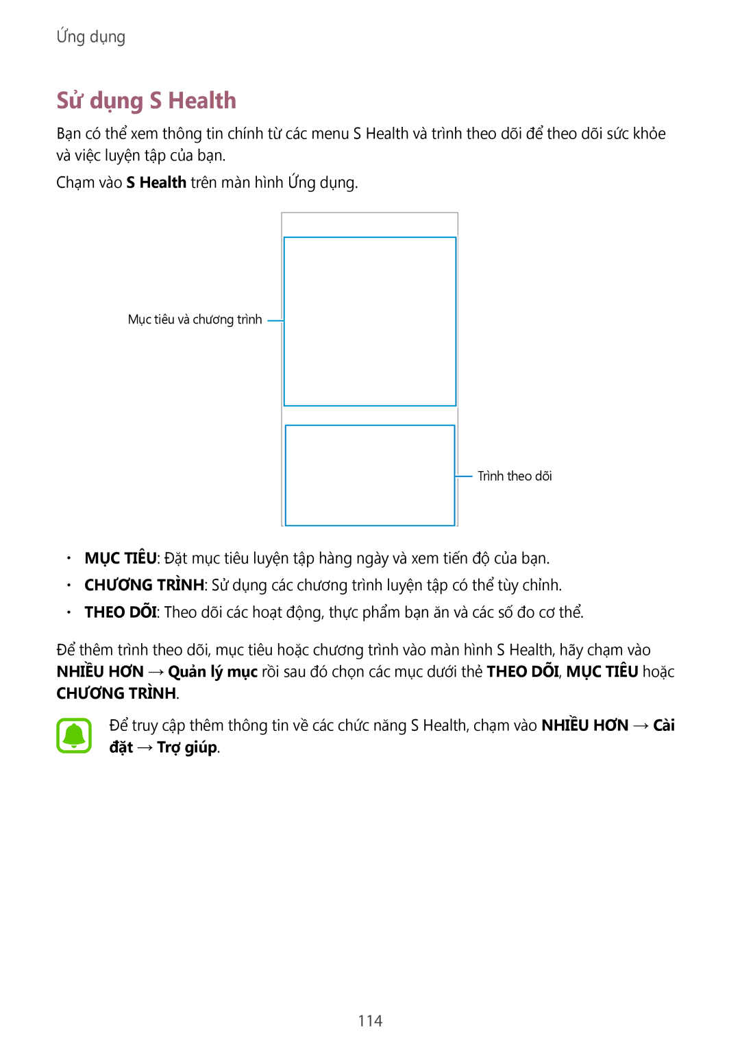 Samsung CG-N920FZWXVTC, SM-N920CZWAXXV manual Sử dụng S Health, 114 