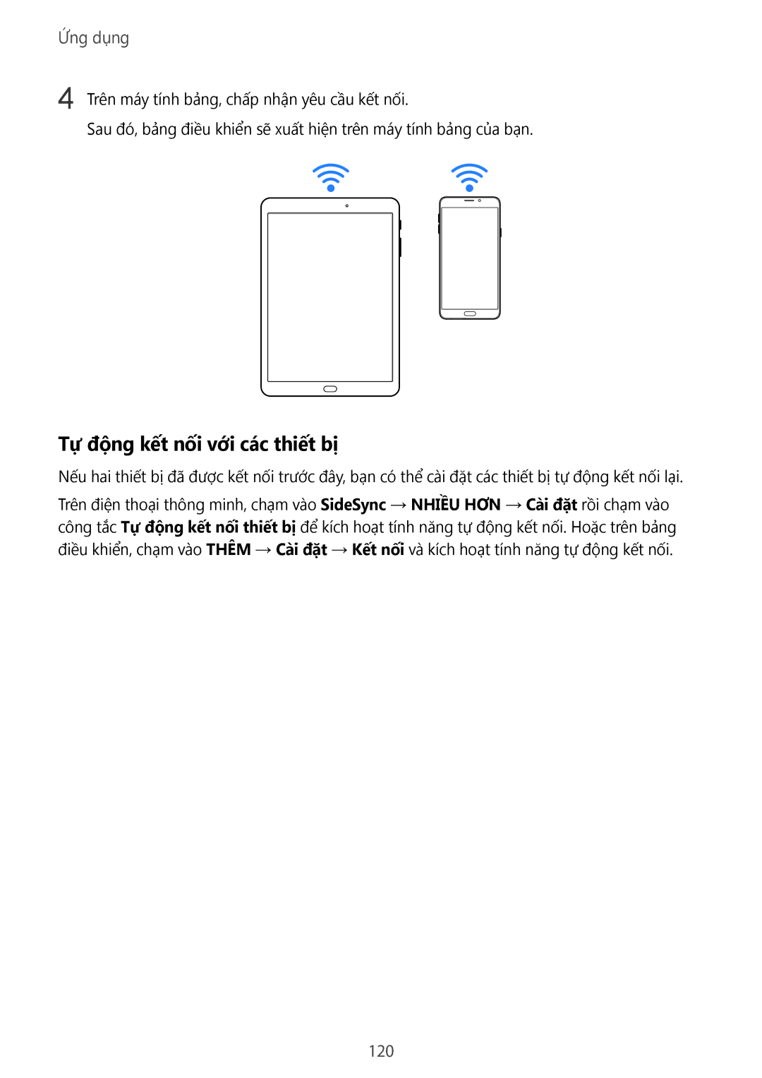 Samsung CG-N920FZWXVTC, SM-N920CZWAXXV manual Tự động kết nối với các thiết bị, 120 
