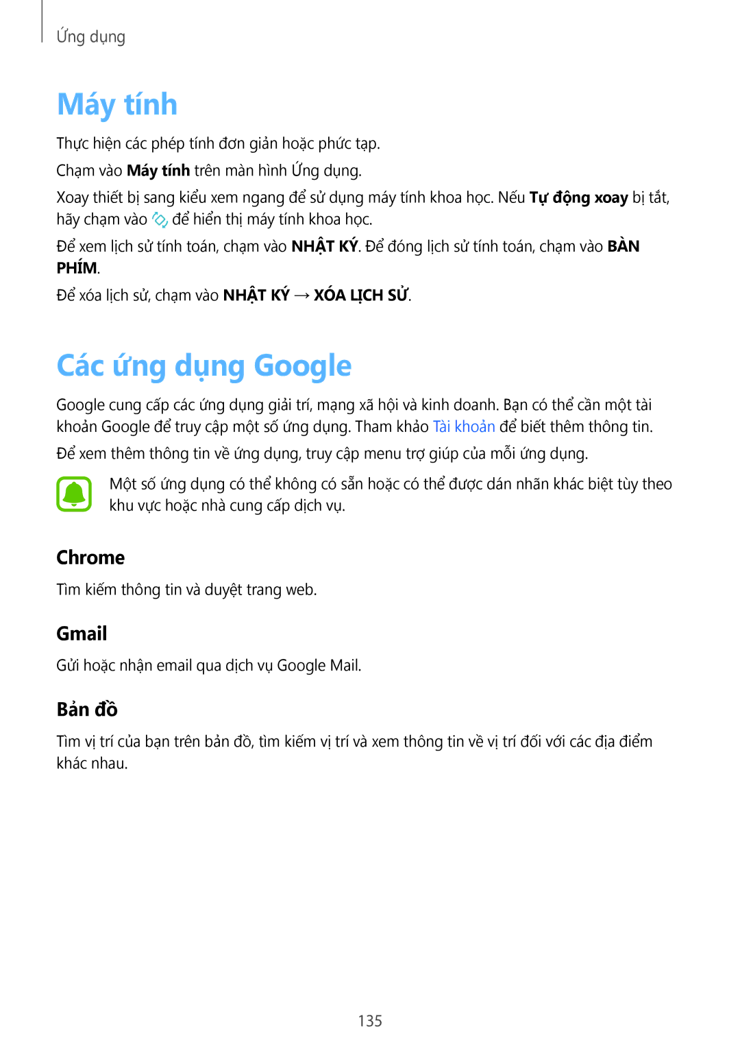 Samsung SM-N920CZWAXXV, CG-N920FZWXVTC manual Máy tính, Các ứng dụng Google, Chrome, Gmail, Bản đồ 