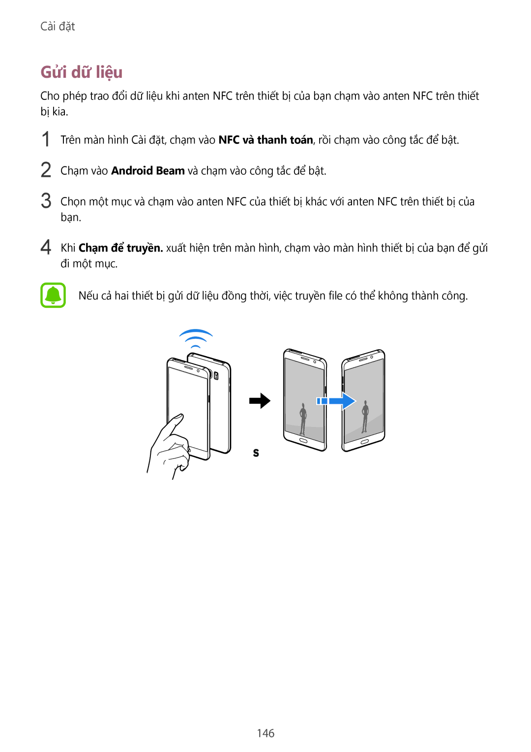 Samsung CG-N920FZWXVTC, SM-N920CZWAXXV manual Gửi dữ liệu, 146 