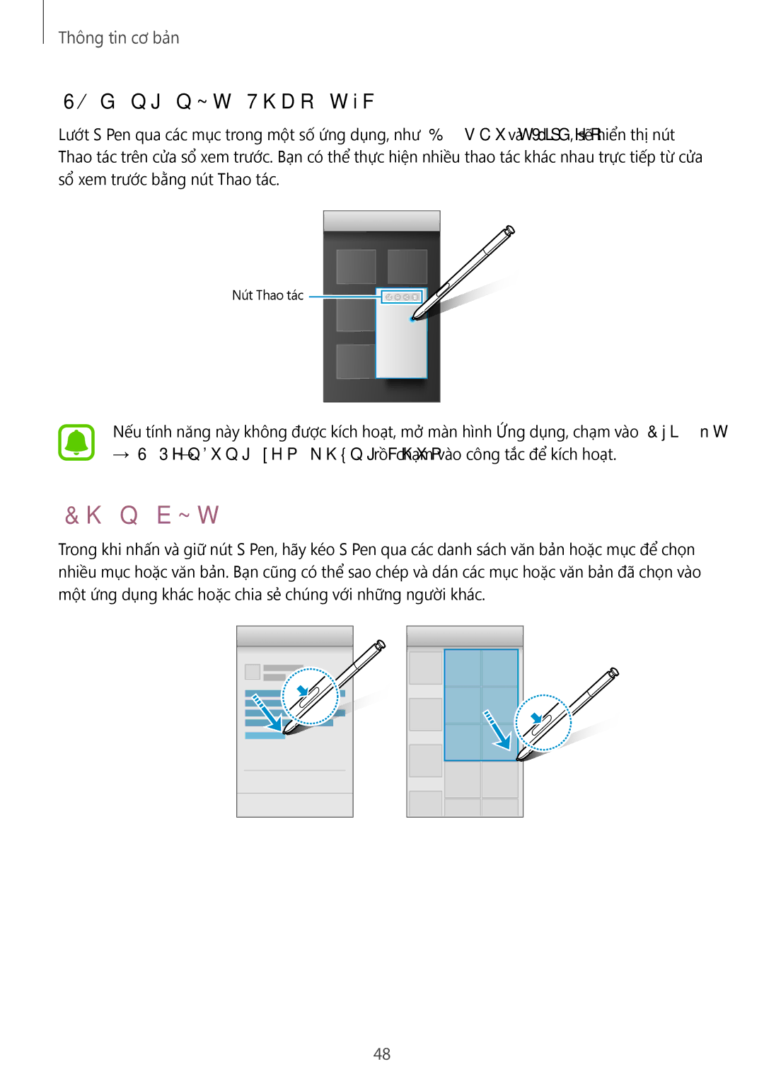 Samsung CG-N920FZWXVTC, SM-N920CZWAXXV manual Chọn bút, Sử dụng nút Thao tác 