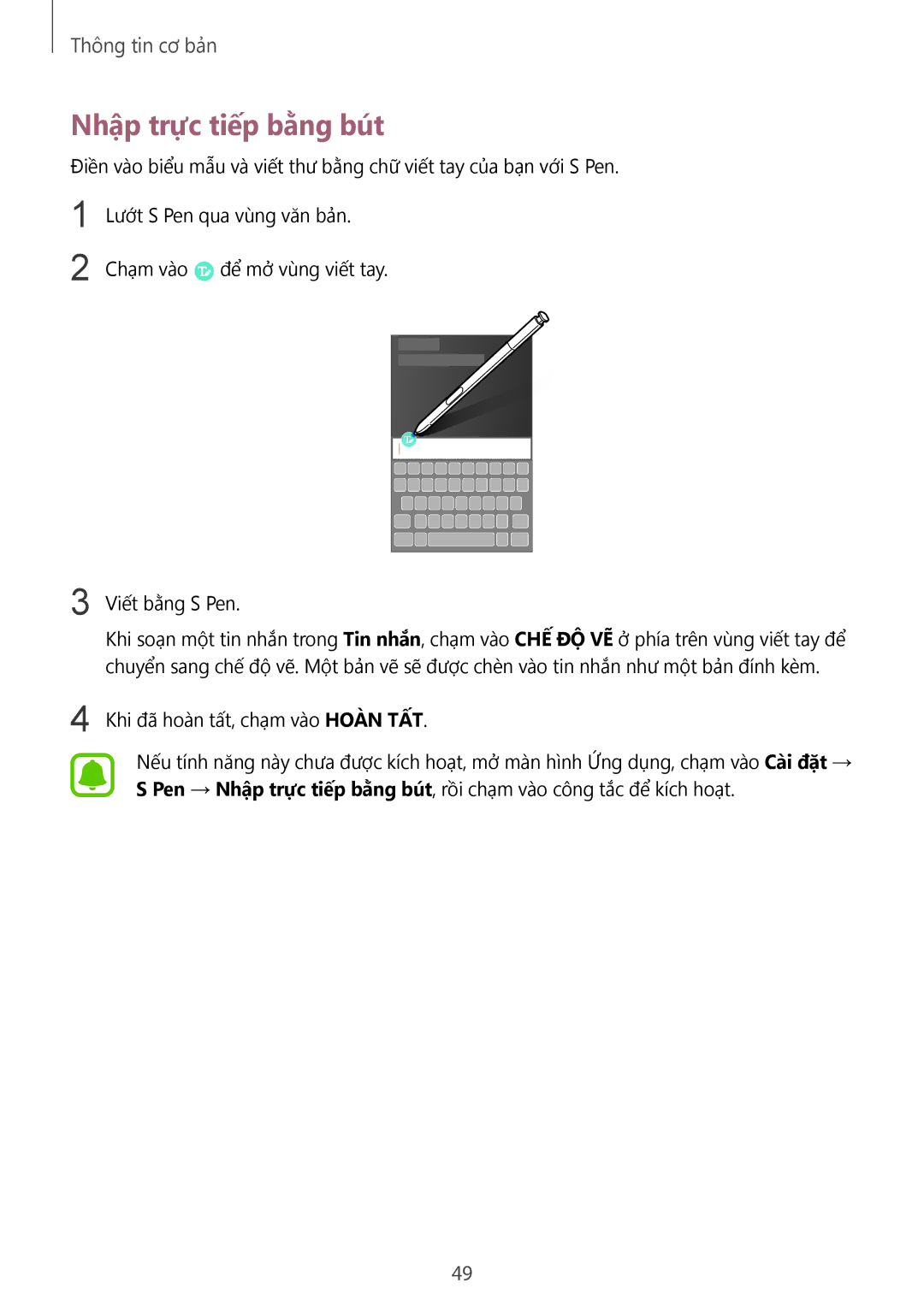 Samsung SM-N920CZWAXXV, CG-N920FZWXVTC manual Nhập trực tiếp bằng bút 