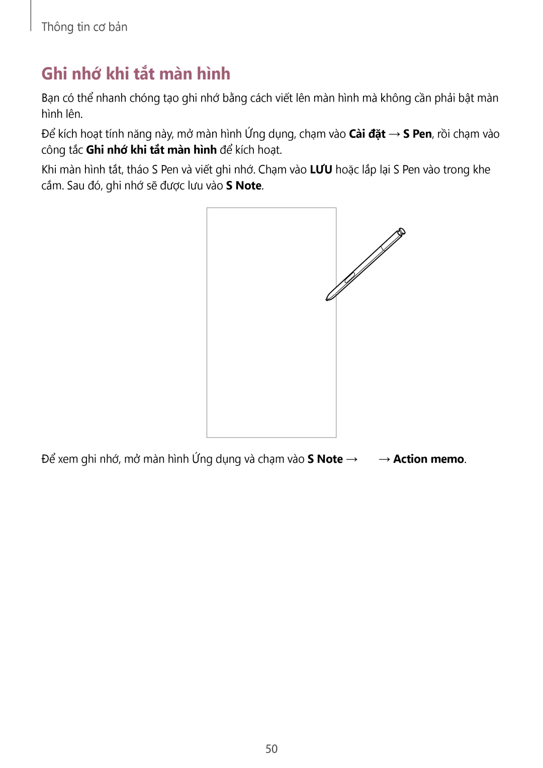 Samsung CG-N920FZWXVTC, SM-N920CZWAXXV manual Ghi nhớ khi tắt màn hình 