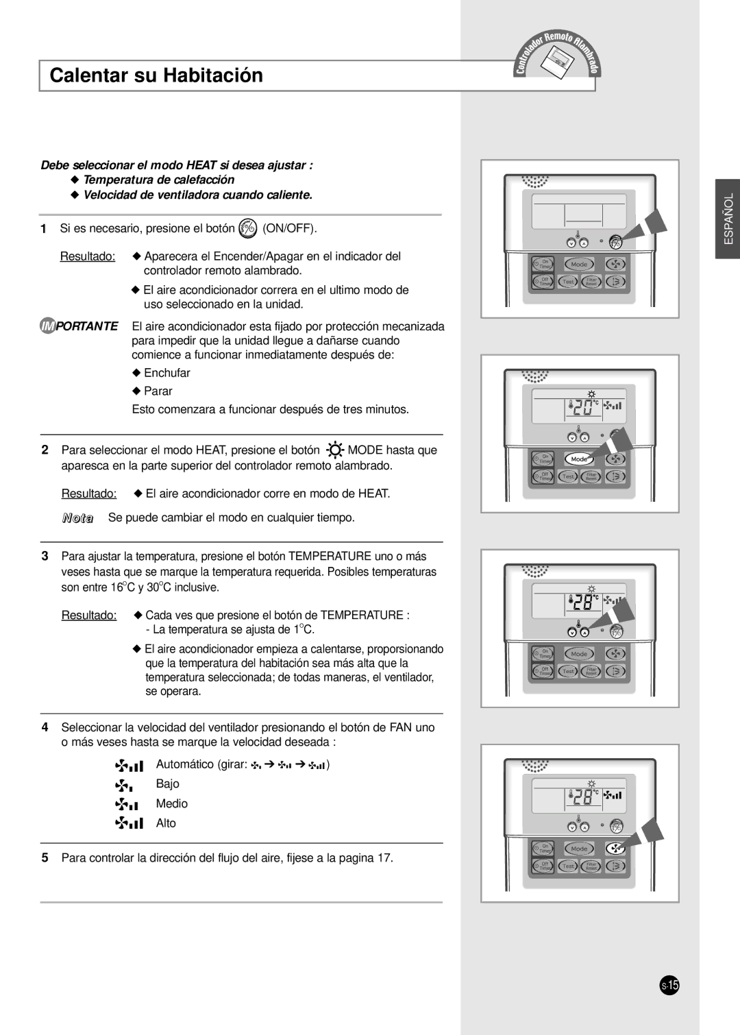 Samsung CH44ZAX, CH36CAX, CH36ZAX, CH44CAX, CH24CAX, CH18CAX, CH24ZAX, UBH3600G, UBH4400G Calentar su Habitación 