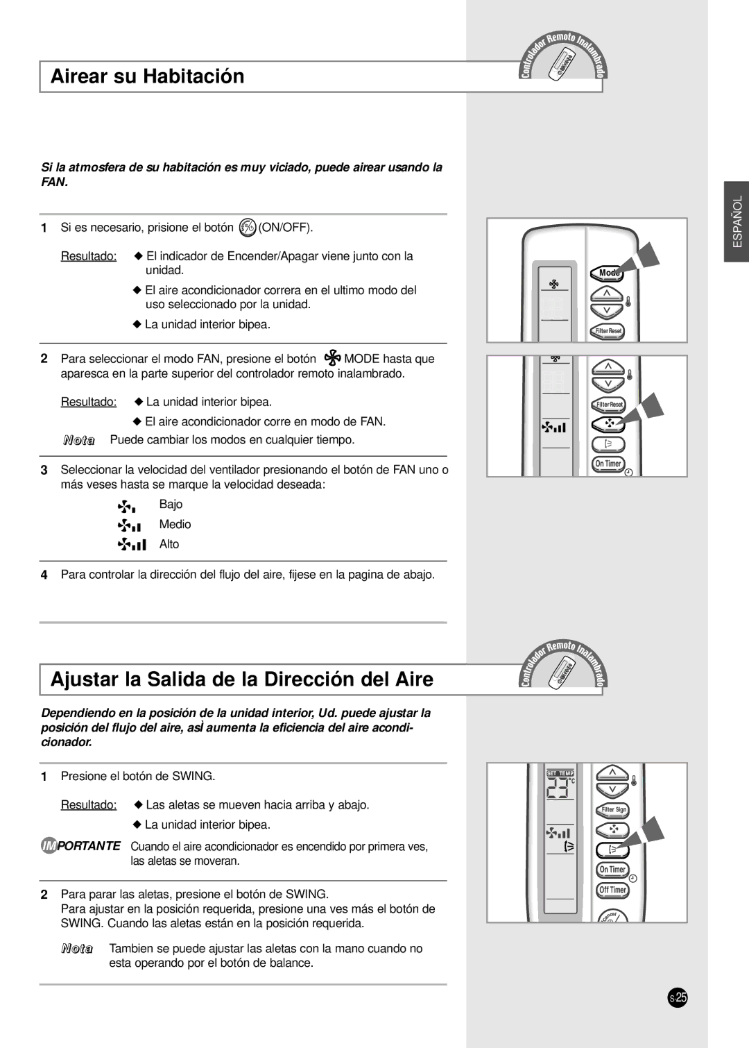 Samsung UBH3600G, CH36CAX, CH36ZAX, CH44CAX, CH24CAX, CH18CAX, CH24ZAX, CH44ZAX, UBH4400G manuel dutilisation Airear su Habitación 