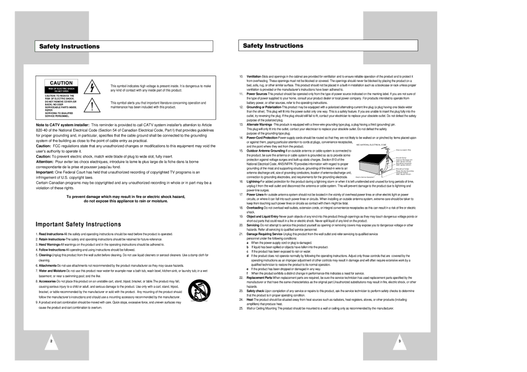 Samsung CHT-420 instruction manual Safety Instructions 