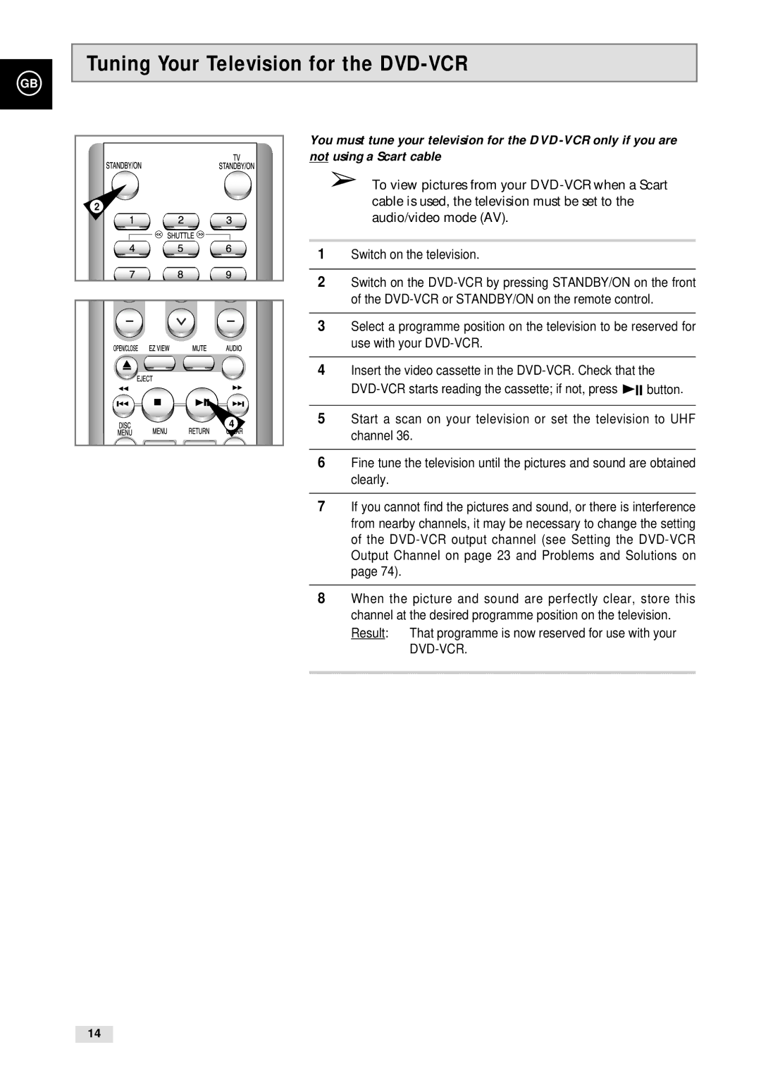 Samsung CHT-500 instruction manual Tuning Your Television for the DVD-VCR 