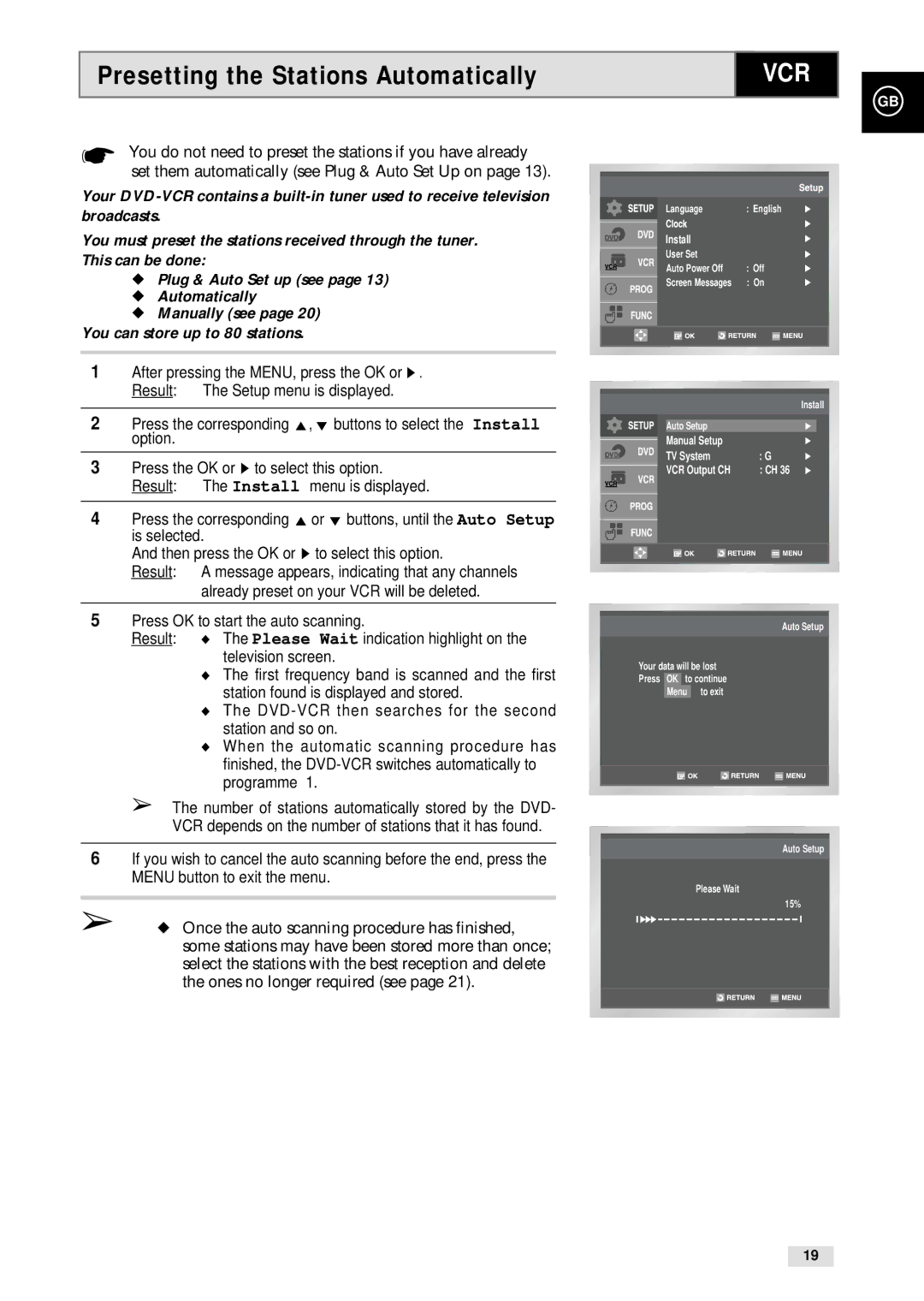 Samsung CHT-500 instruction manual Presetting the Stations Automatically 