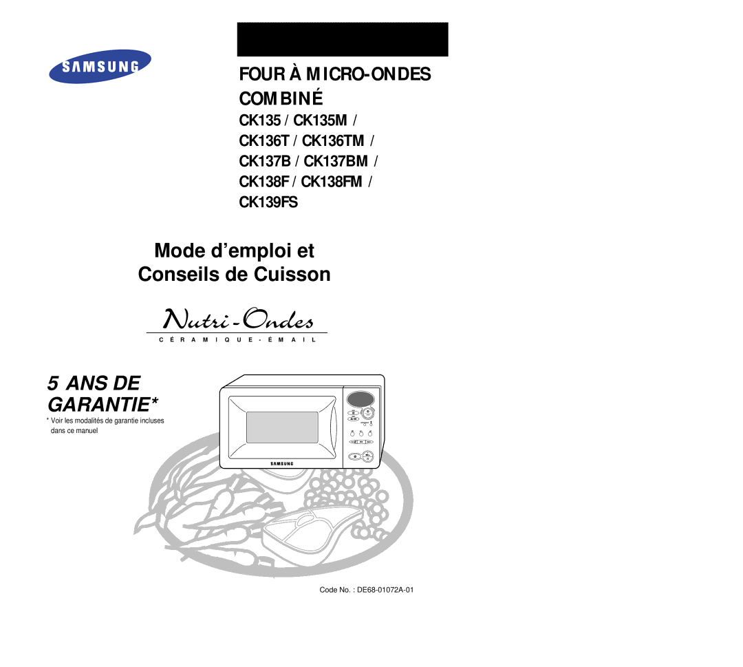 Samsung CK136TM/XEF, CK135M/XEF, CK136T/XEF manual Four À MICRO-ONDES Combiné 