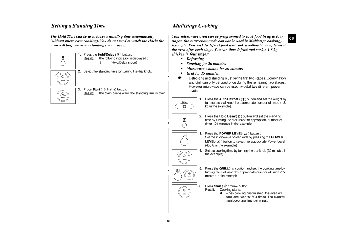 Samsung CK137BR/BWT manual Setting a Standing Time Multistage Cooking 