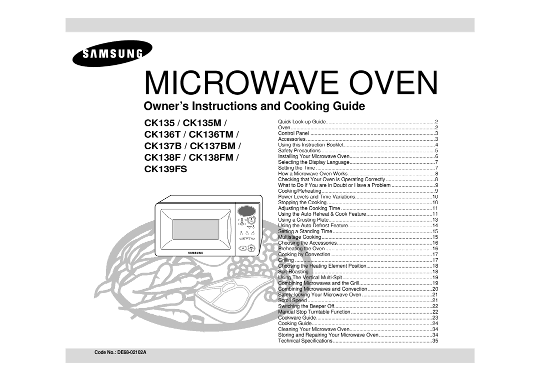 Samsung CK138F/XEF manual Microwave Oven 