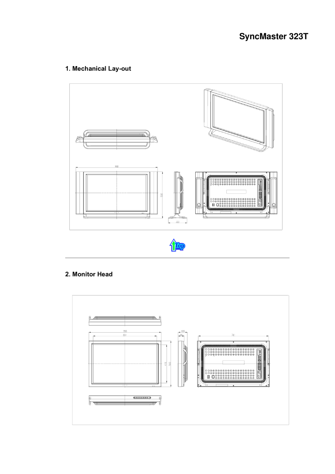 Samsung CK32PSNS/EDC manual SyncMaster 323T, Mechanical Lay-out Monitor Head 