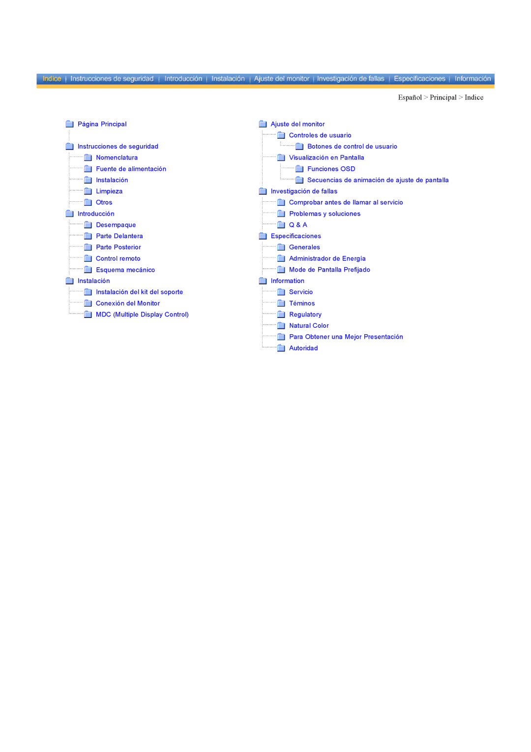 Samsung CK40BSNS/EDC, CK40PSNS/EDC manual Español Principal Indice 